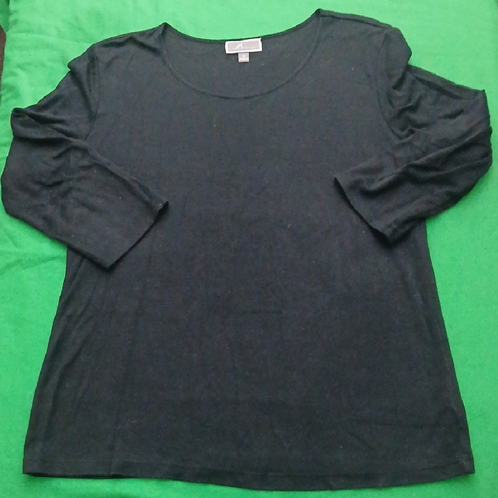 JM Collection Black Mid Sleeve Top